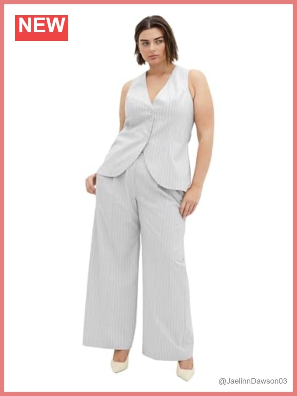 City Chic Plus Size Vest - Jaz Print Tailored Fit Button Closure